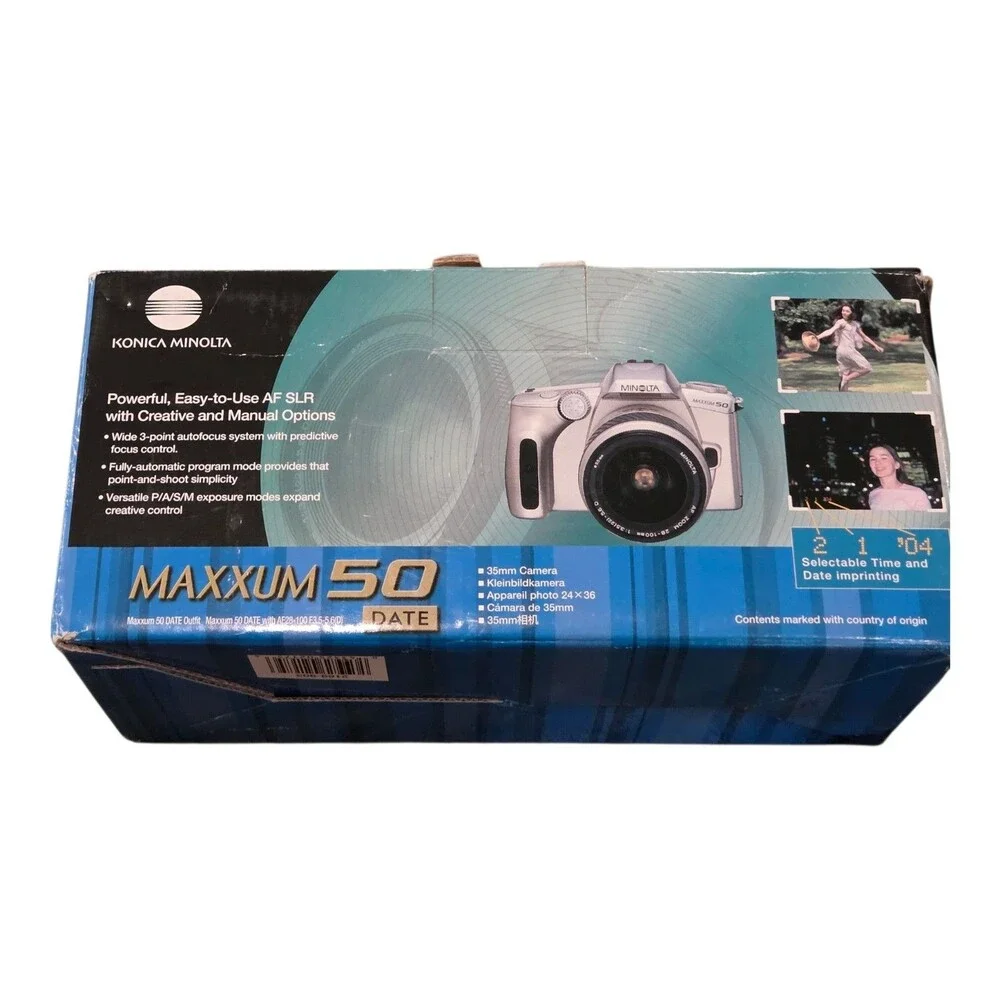 NIB Minolta Maxxum 50 35MM SLR Film Camera with  AF Zoom 28-80mm Vintage
